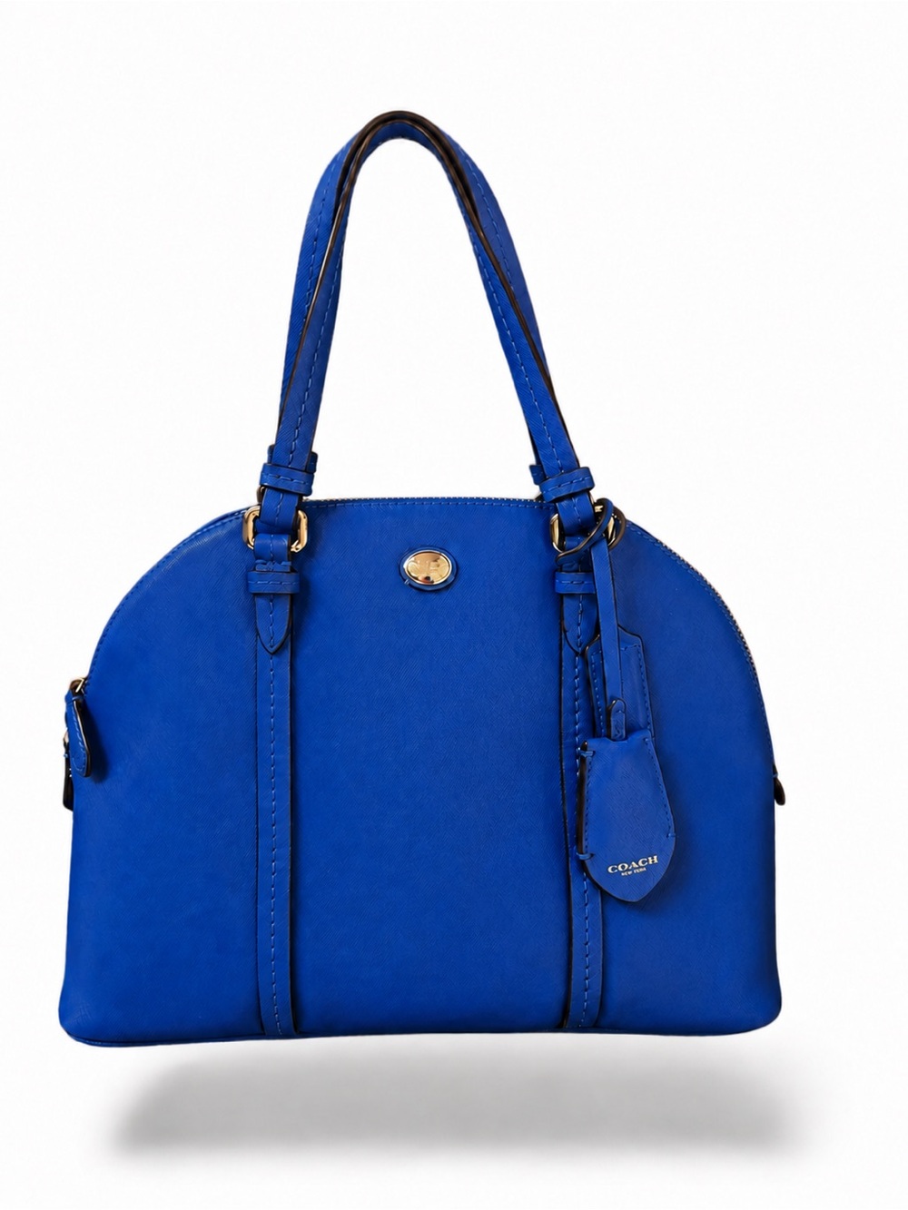 Coach Peyton Leather Cora Domed Satchel Crossbody in Cerulean Blue F25671